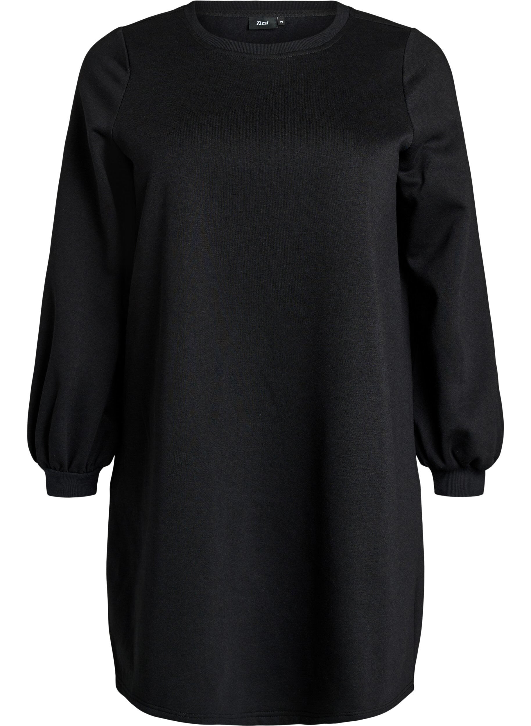 ZizzifashionShort sweat dress with balloon sleeves, Black, Packshot image number 0