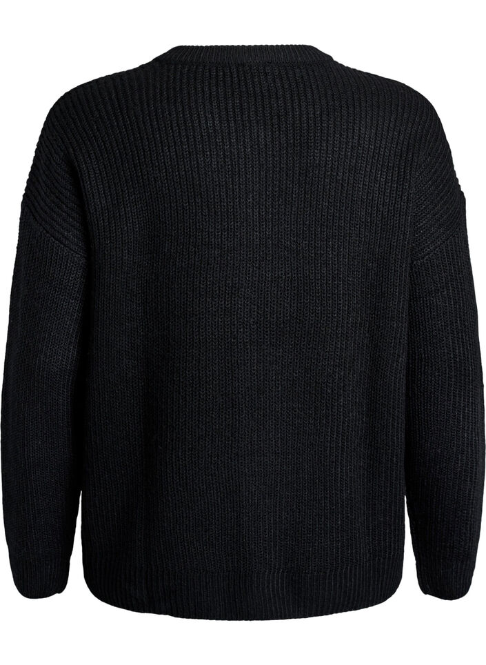 Knit cardigan with zip, Black, Packshot image number 1
