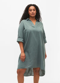 Dress with V neckline and collar, Balsam Green, Model