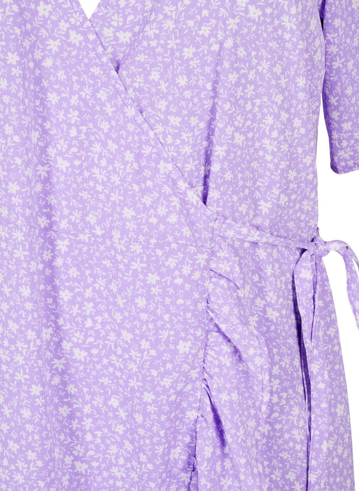 Printed wrap dress with short sleeves , Purple, Packshot image number 2