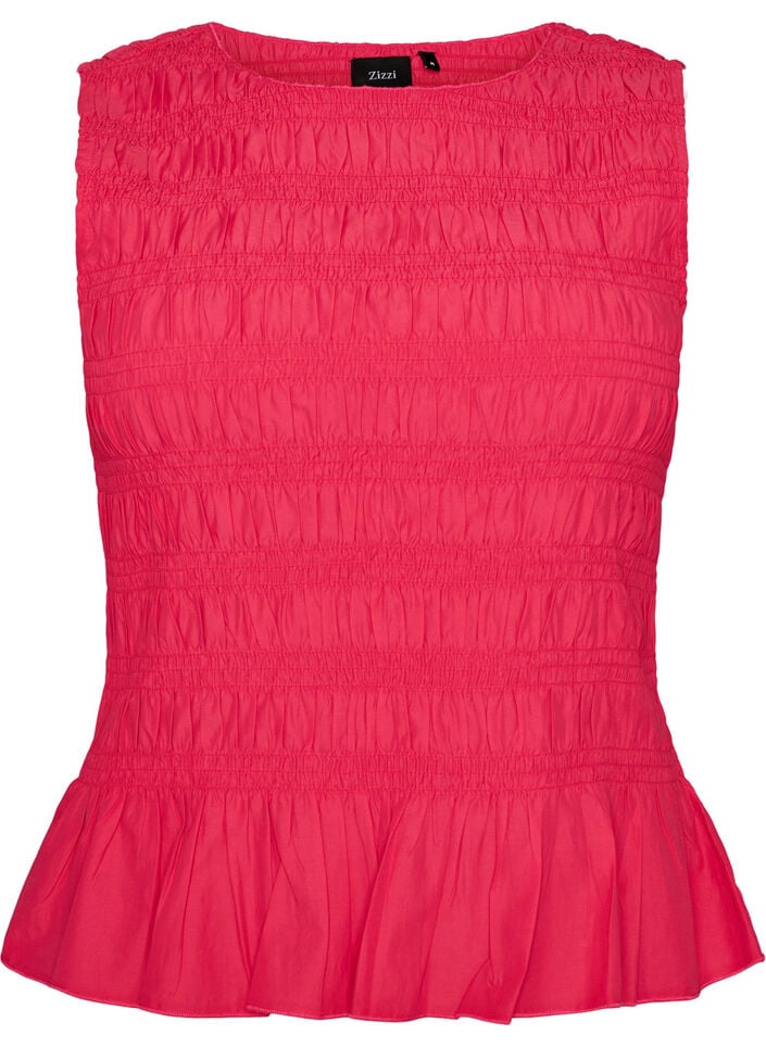 Smock top with boat neck and peplum hem, Rose, Packshot image number 0
