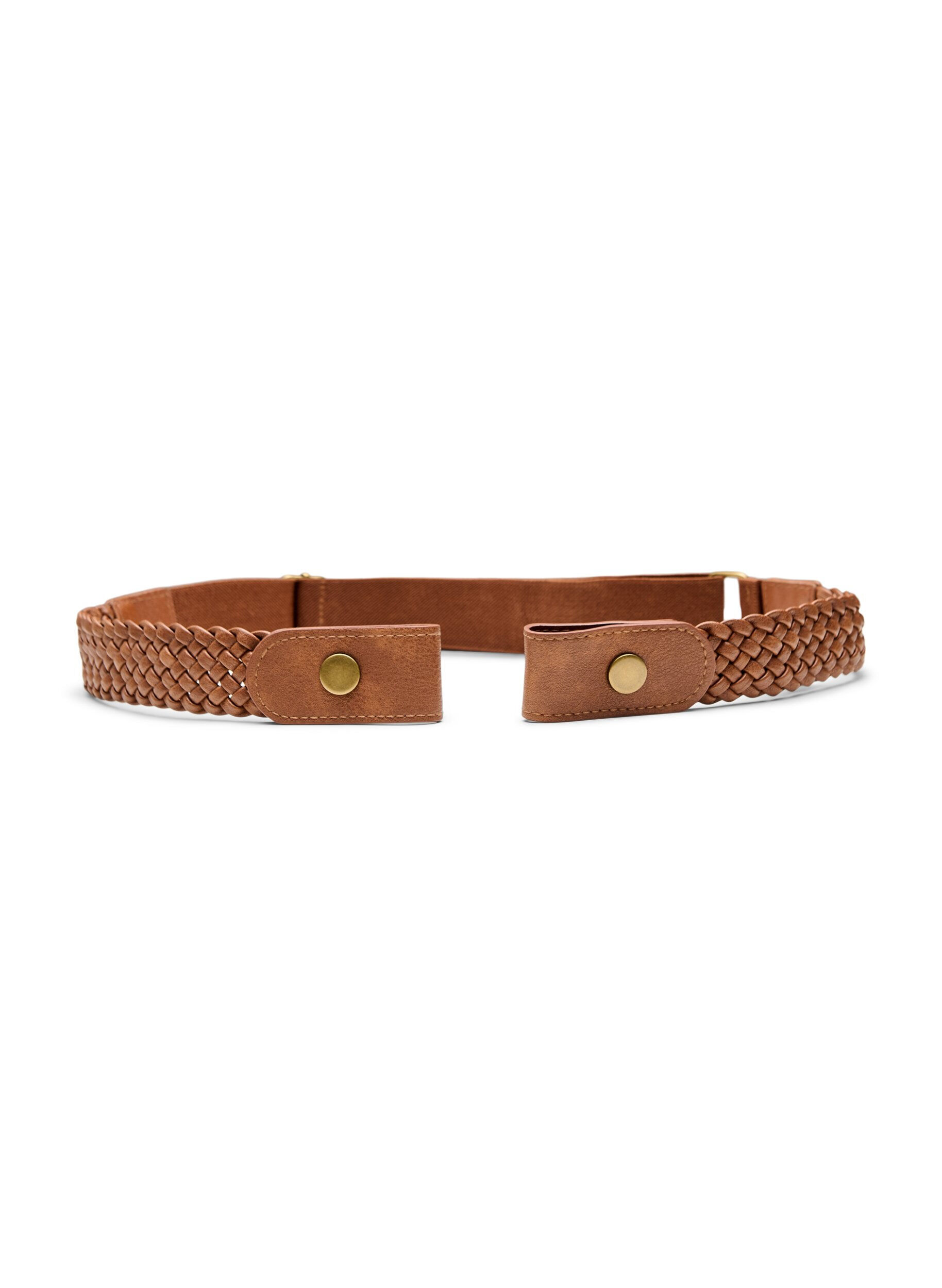 Zizzifashion Braided elastic belt, Brown, Packshot image number 0