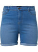 High waisted denim shorts with slim fit, Medium Blue Denim, Packshot image number 0