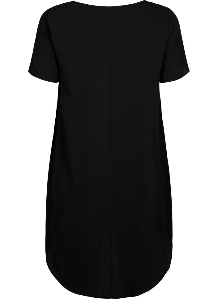 Dress with print and short sleeves, Black, Packshot image number 1