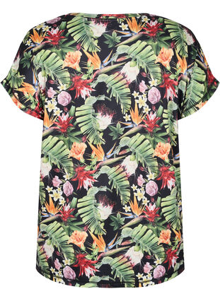 Short sleeve training t-shirt with print, Palm Flower AOP, Packshot image number 1