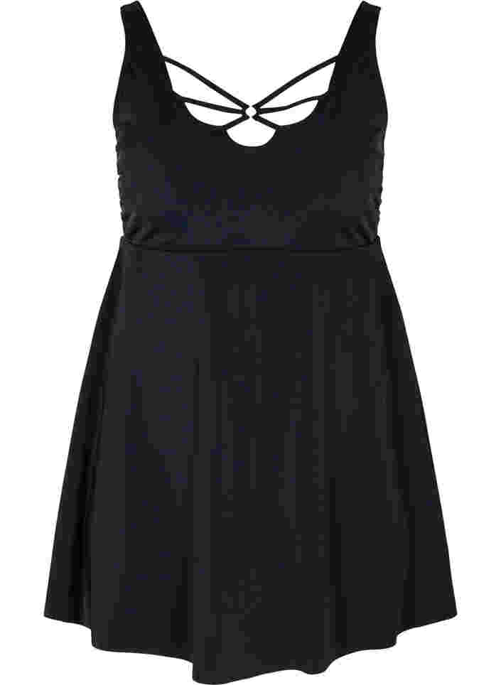 Swim dress with string detail, Black, Packshot