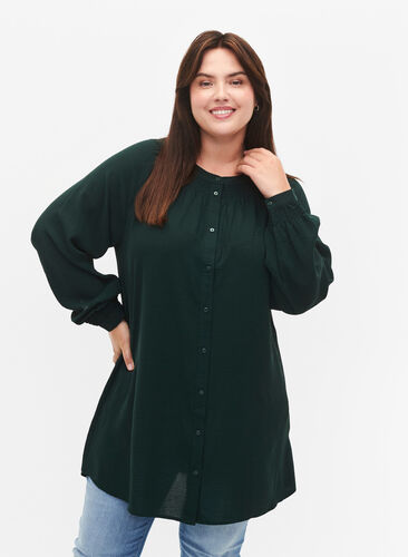 Long-sleeved tunic with smock details, Scarab, Model image number 0