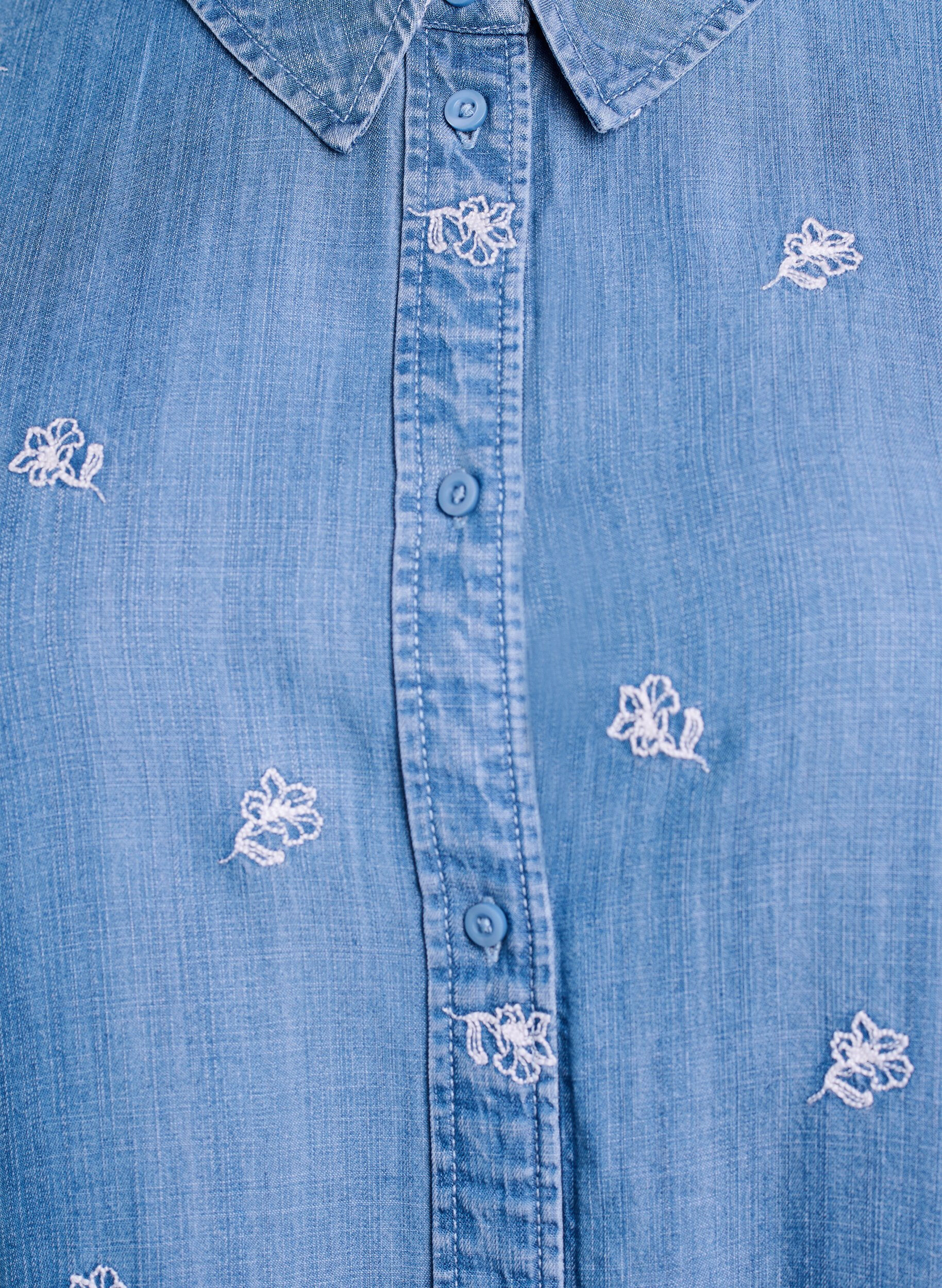 ZizzifashionDenim-look lyocell shirt with floral embroidery, Light Blue, Packshot image number 2