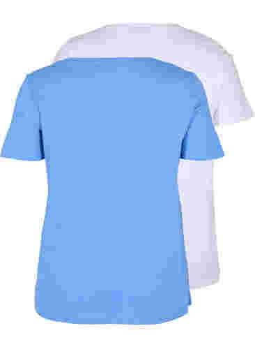 2-pack basic cotton t-shirt, Ultramarine/White, Packshot image number 1