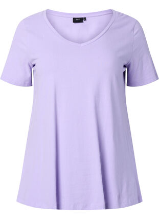 Basic plain cotton t-shirt, Lavender, Packshot image number 0