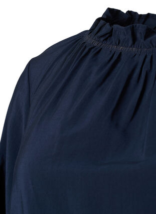 Long-sleeved viscose blouse with ruffles, Total Eclipse, Packshot image number 3