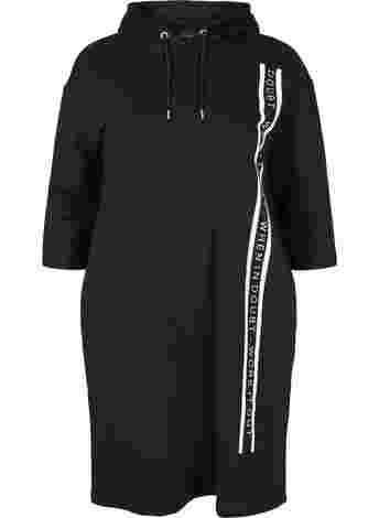 Sweatshirt hooded dress with 3/4 sleeves