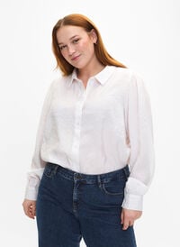 Long-sleeved shirt in TENCEL™ Modal, Bright White, Model