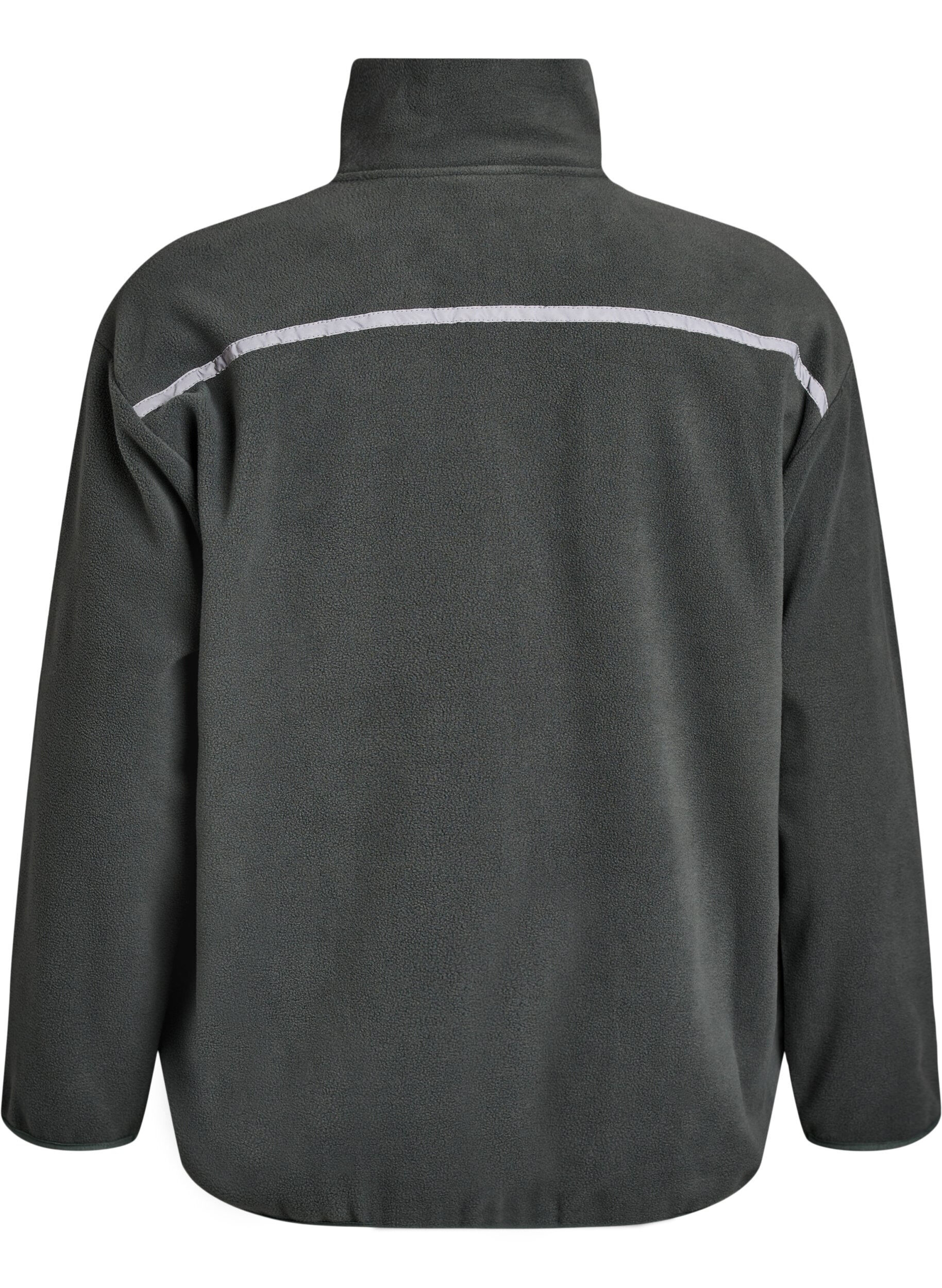 Zizzifashion Fleece jacket with zip and reflective tape, Green, Packshot image number 1