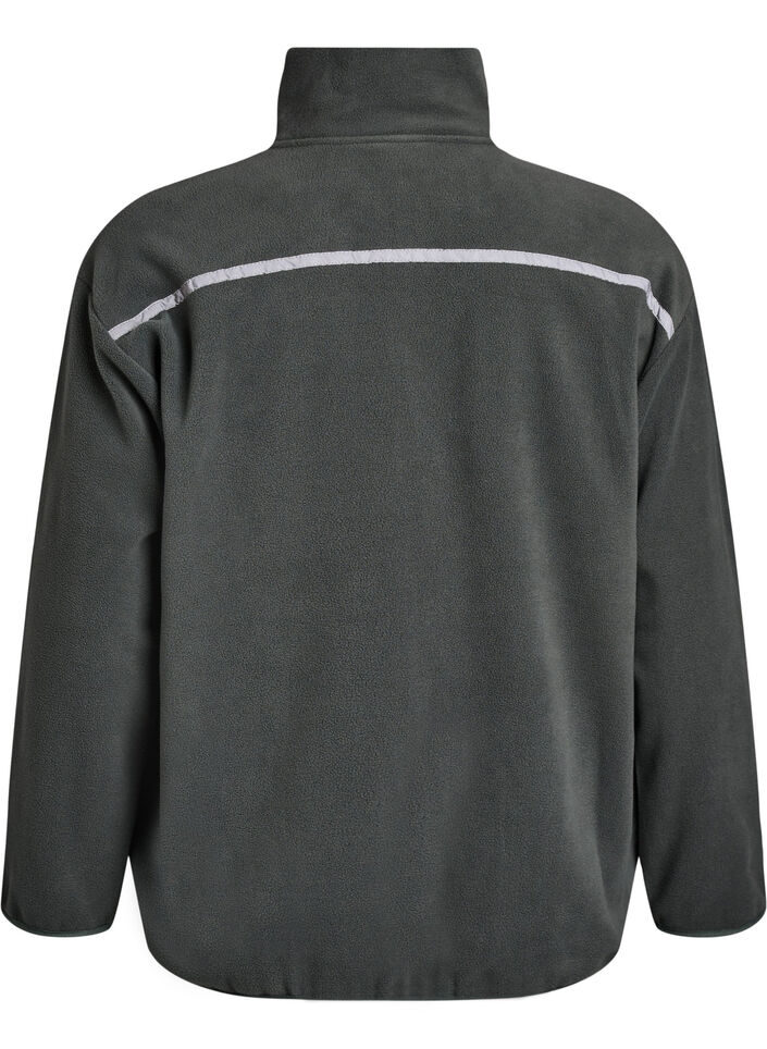 Fleece jacket with zip and reflective tape, Green, Packshot image number 1