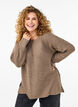 Knitted blouse with round neck, Fossil Mel., Model image number 0