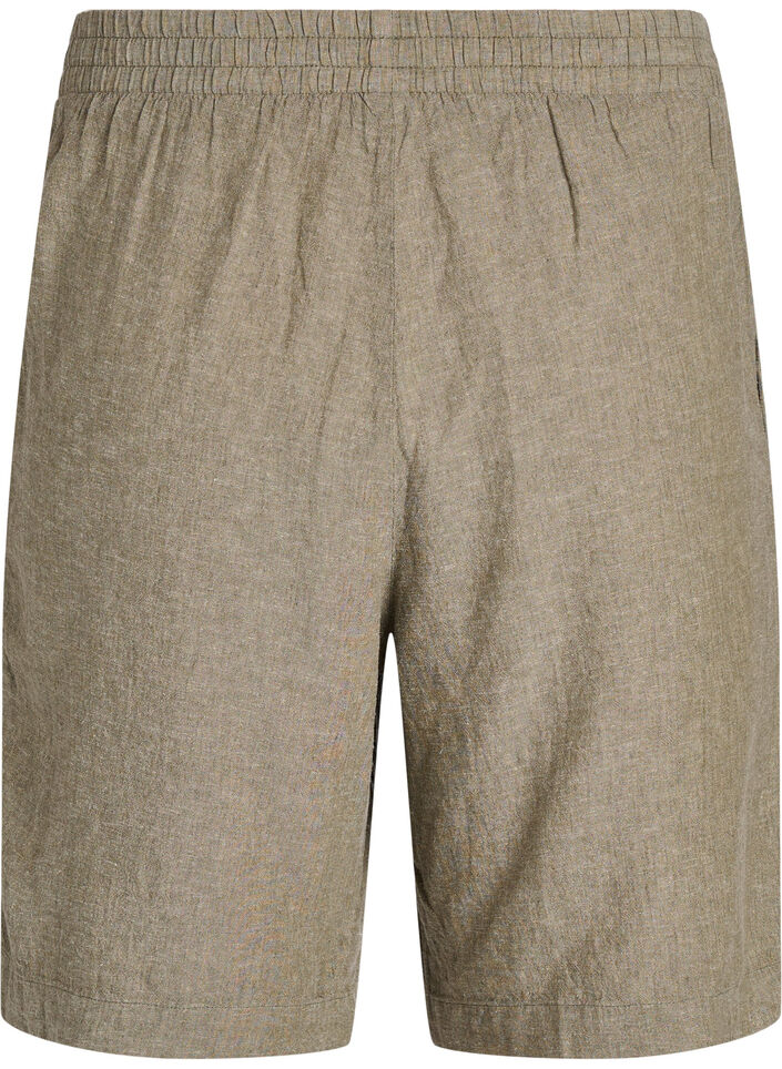 High-waisted linen and viscose shorts, Green, Packshot image number 1