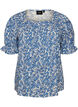 Cotton blouse with a square neckline, Blue, Packshot image number 0