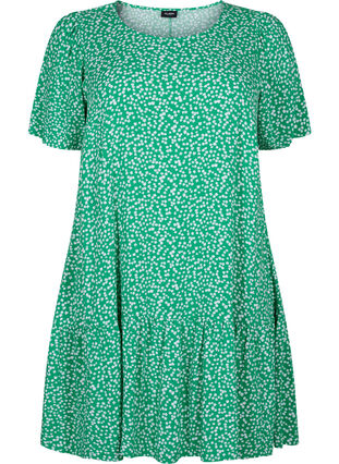 FLASH - Dress in viscose with cutline, Bright Green Wh. AOP, Packshot image number 0