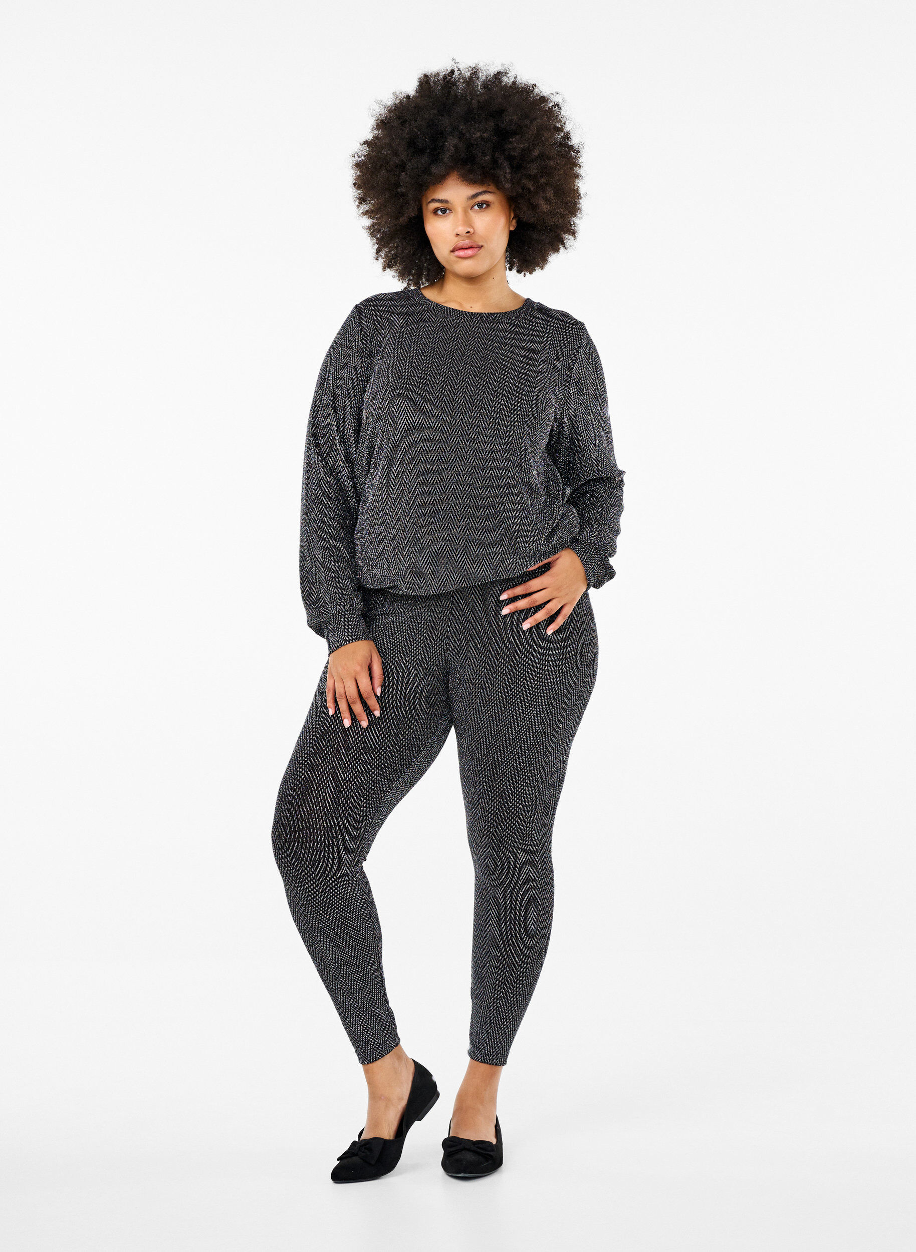 Zizzifashion Blouse with glitter pattern, Silver ZigZagShimmer, Model image number 2