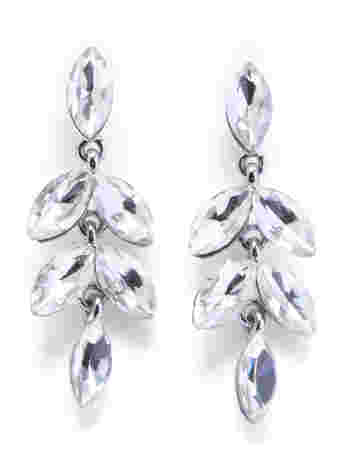 Silver-colored earrings with rhinestones