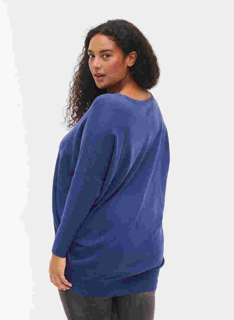 Knitted tunic in viscose blend, Deep Cobalt, Model image number 1