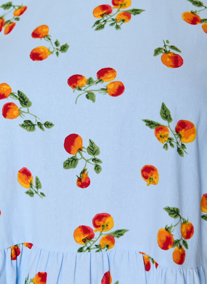 Cotton blouse with tomato print and peplum, Light Blue, Packshot image number 2