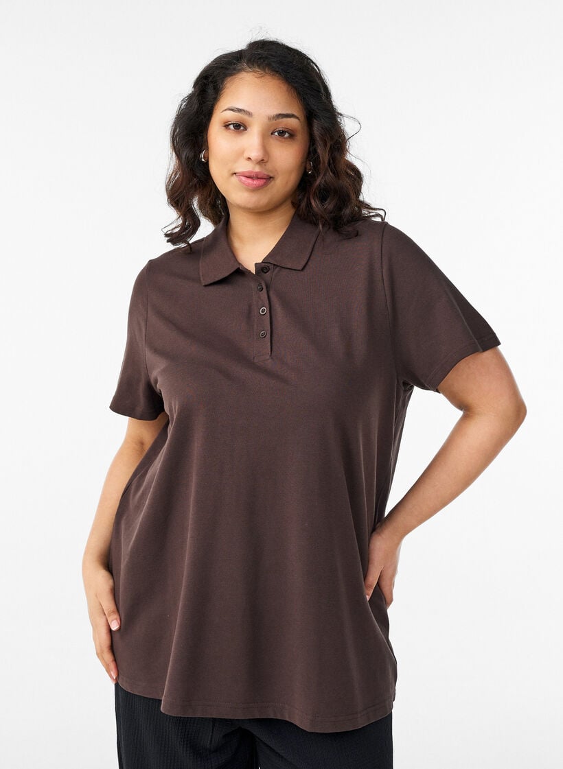 Polo shirt with short sleeves, Brown, Model image number 0