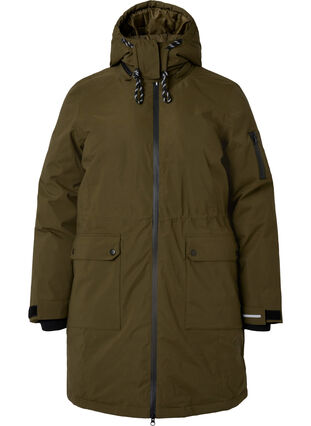 Functional winter jacket with hood and pockets, Winter Moss, Packshot image number 0