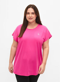 Short sleeved workout t-shirt, Raspberry Rose, Model