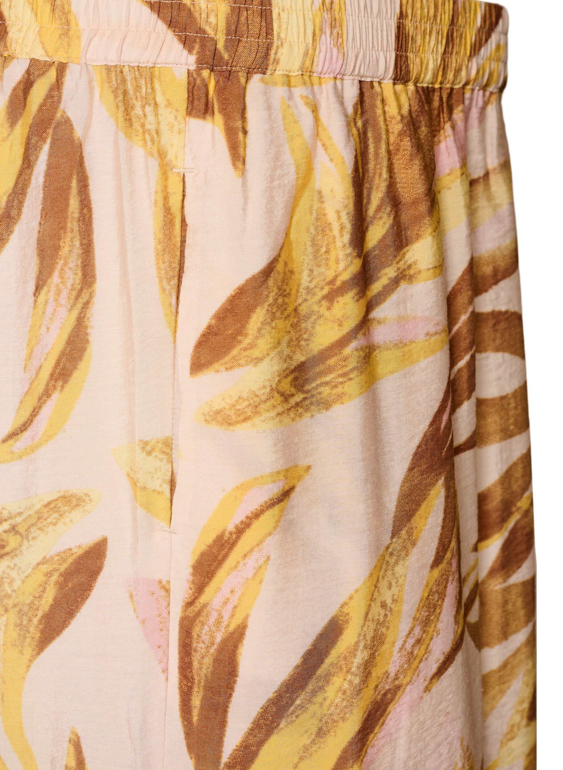 ZizzifashionWide-leg trousers with leaf print and a high elasticated waist, 9990, Packshot image number 3