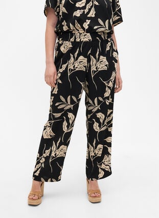 FLASH - Pants with print and pockets, Black Off White Fl., Model image number 2