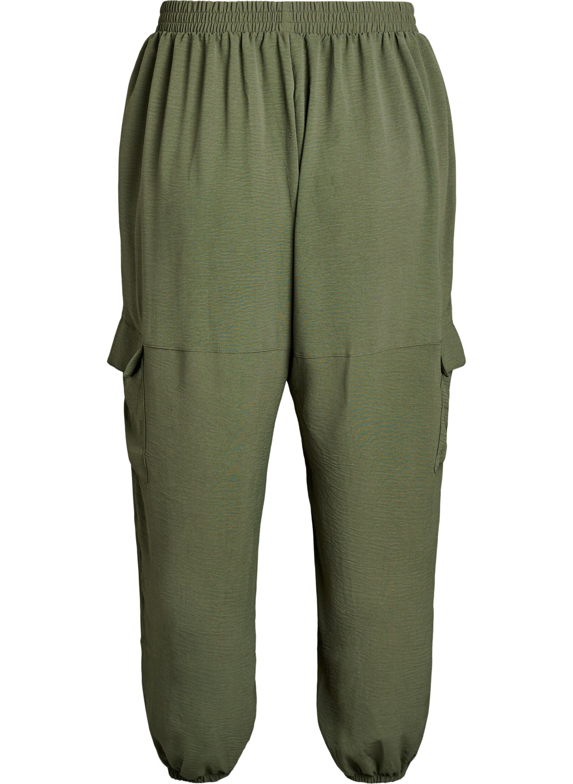 Zizzifashion Harem trousers with cargo pockets and elasticated waist, Green, Packshot image number 1