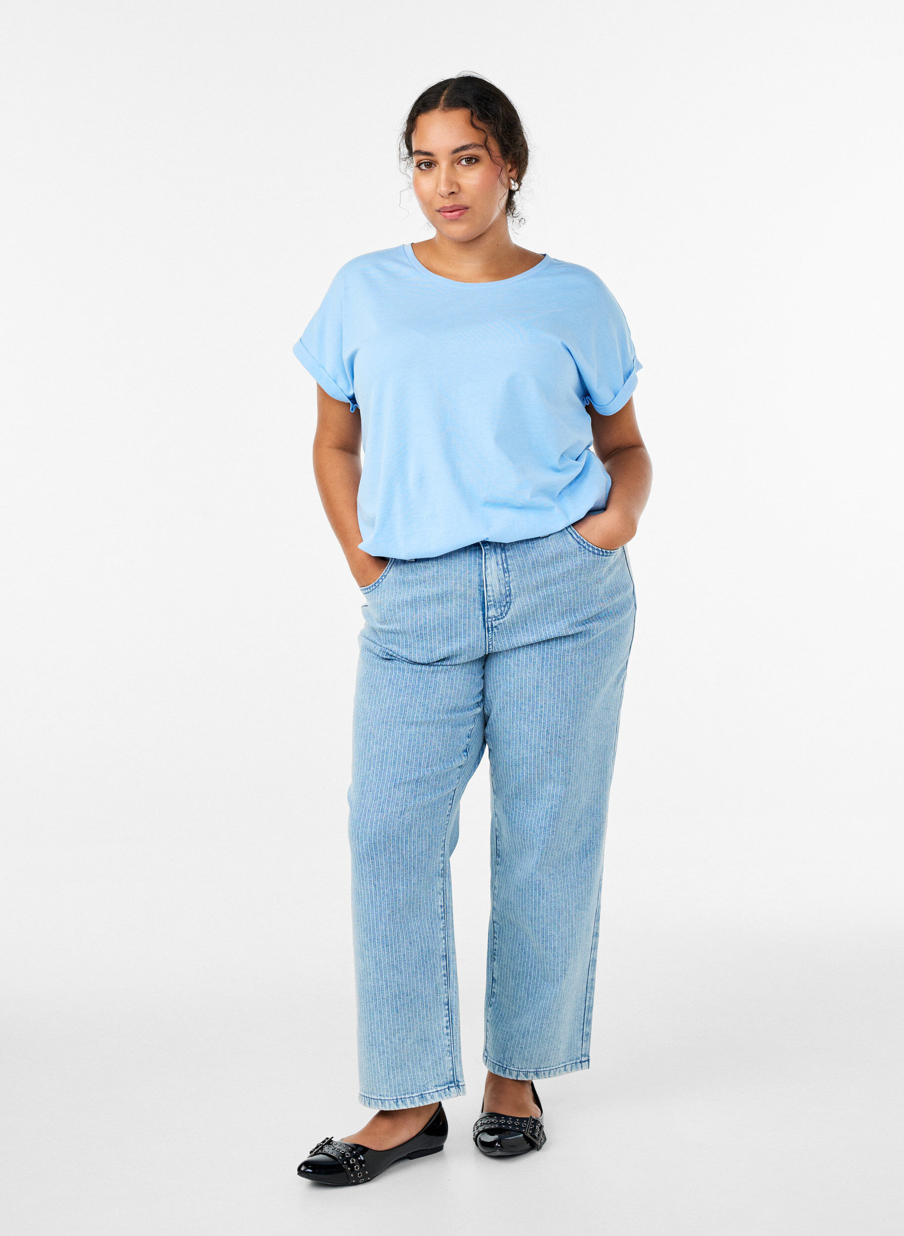 ZizzifashionShort-sleeved t-shirt in a cotton blend, Blue, Model image number 1