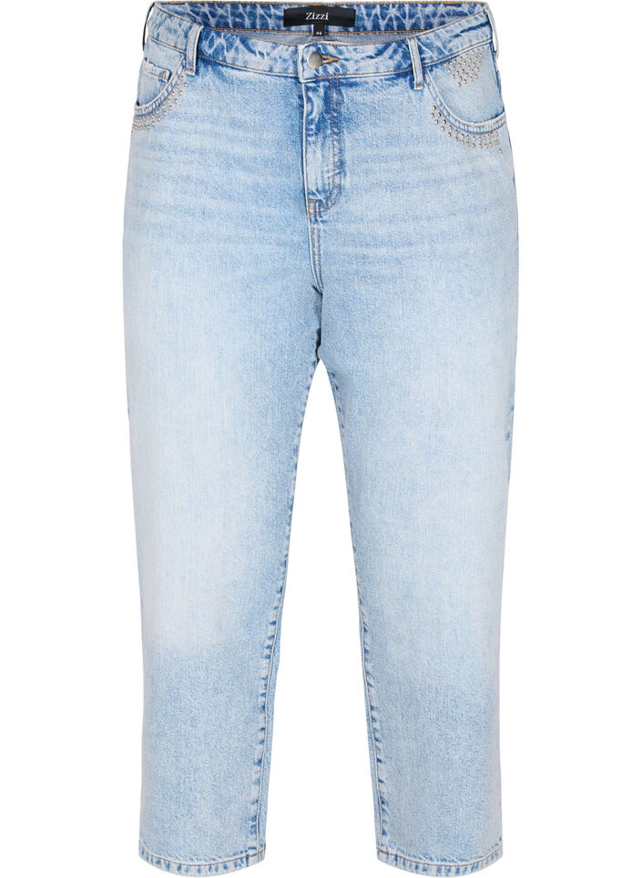 Cropped Vera jeans with studs, Light blue denim, Packshot image number 0