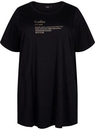 Oversized night t-shirt in organic cotton, Black W. coffee, Packshot image number 0