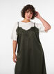 Satin dress with lace and an asymmetrical hem, Green, Model image number 3
