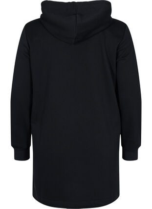 Sweater dress with a hood and pocket, Black, Packshot image number 1