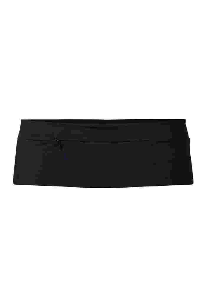 Running belt with zipped pockets, Black, Packshot image number 1