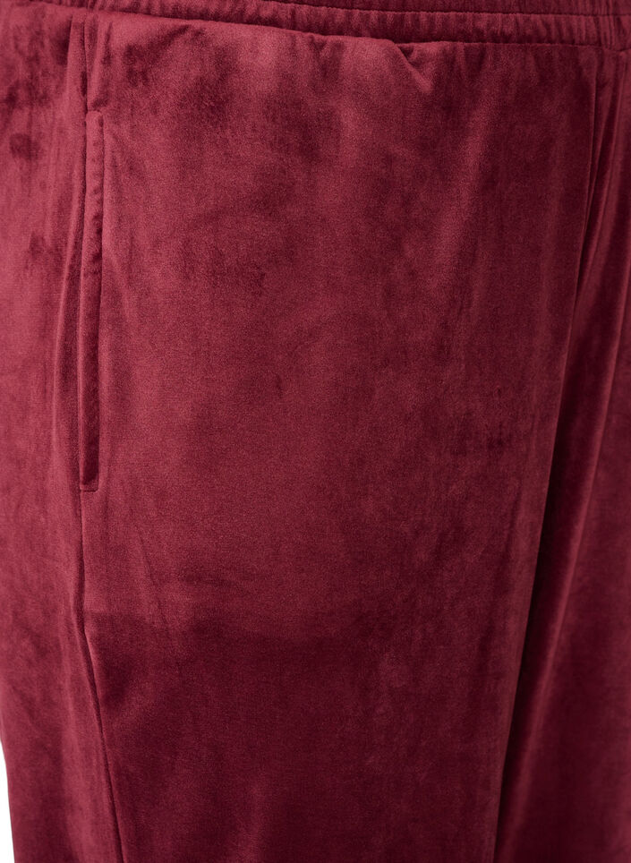 Loose velour trousers, Red, Packshot image number 2