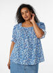 Cotton blouse with a square neckline, Blue, Model image number 0