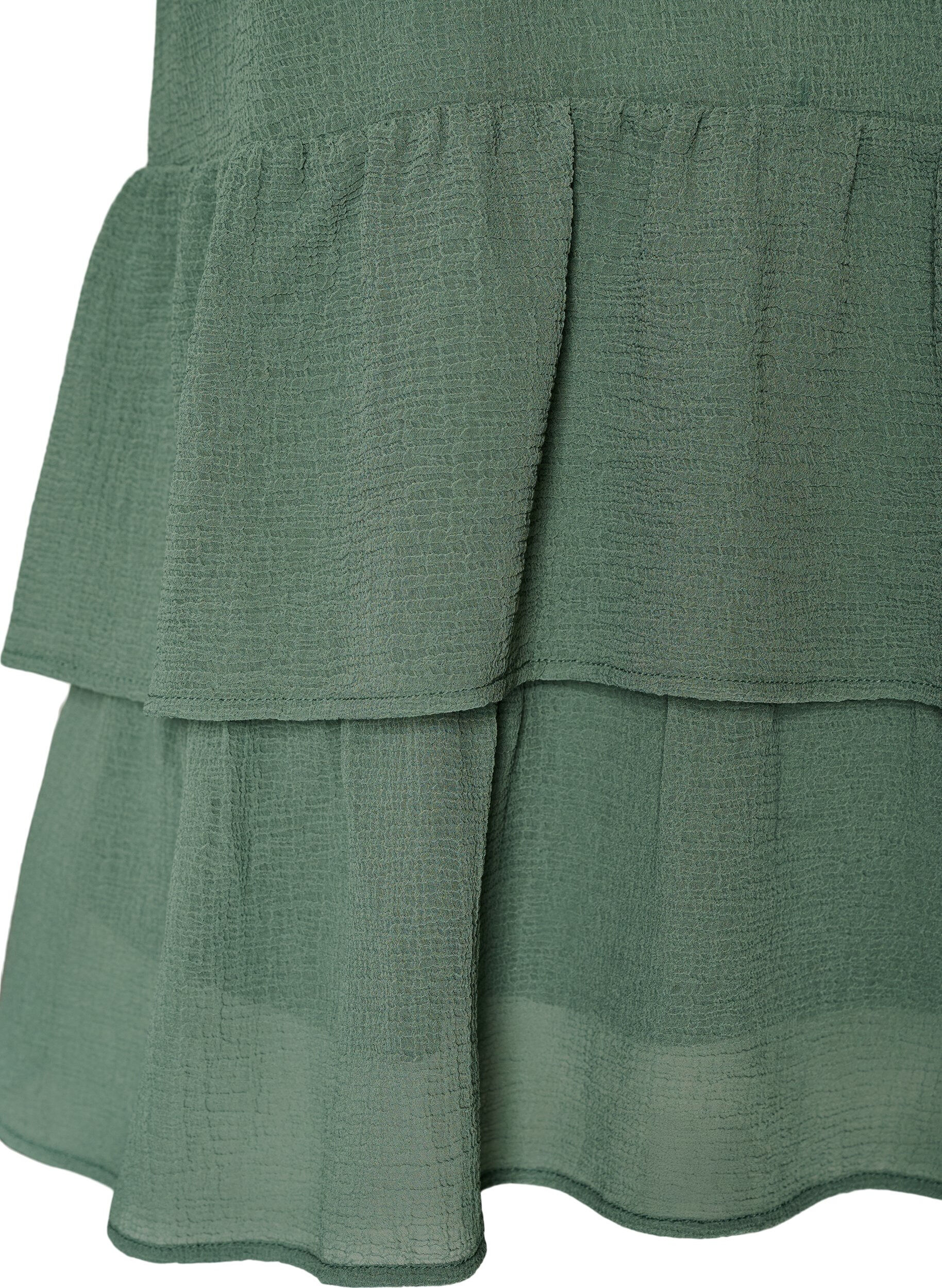 ZizzifashionBlouse with V-neck and ruffles, Green, Packshot image number 3