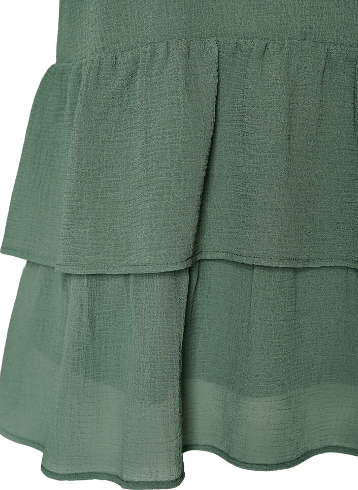 Blouse with V-neck and ruffles, Green, Packshot image number 3