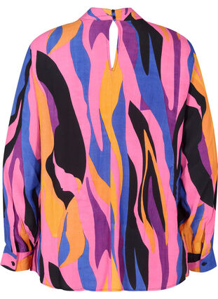 Long sleeved viscose blouse with print, Multi AOP, Packshot image number 1