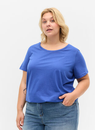 Short-sleeved crew neck t-shirt, Dazzling Blue MB, Model image number 0