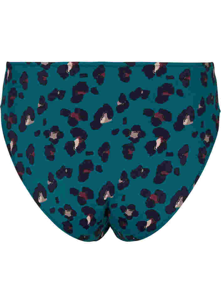 Bikini bottoms with a high waist, Teal Leopard, Packshot image number 1