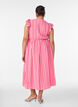 Striped midi dress with an empire cut and ruffles, Pink, Model image number 1