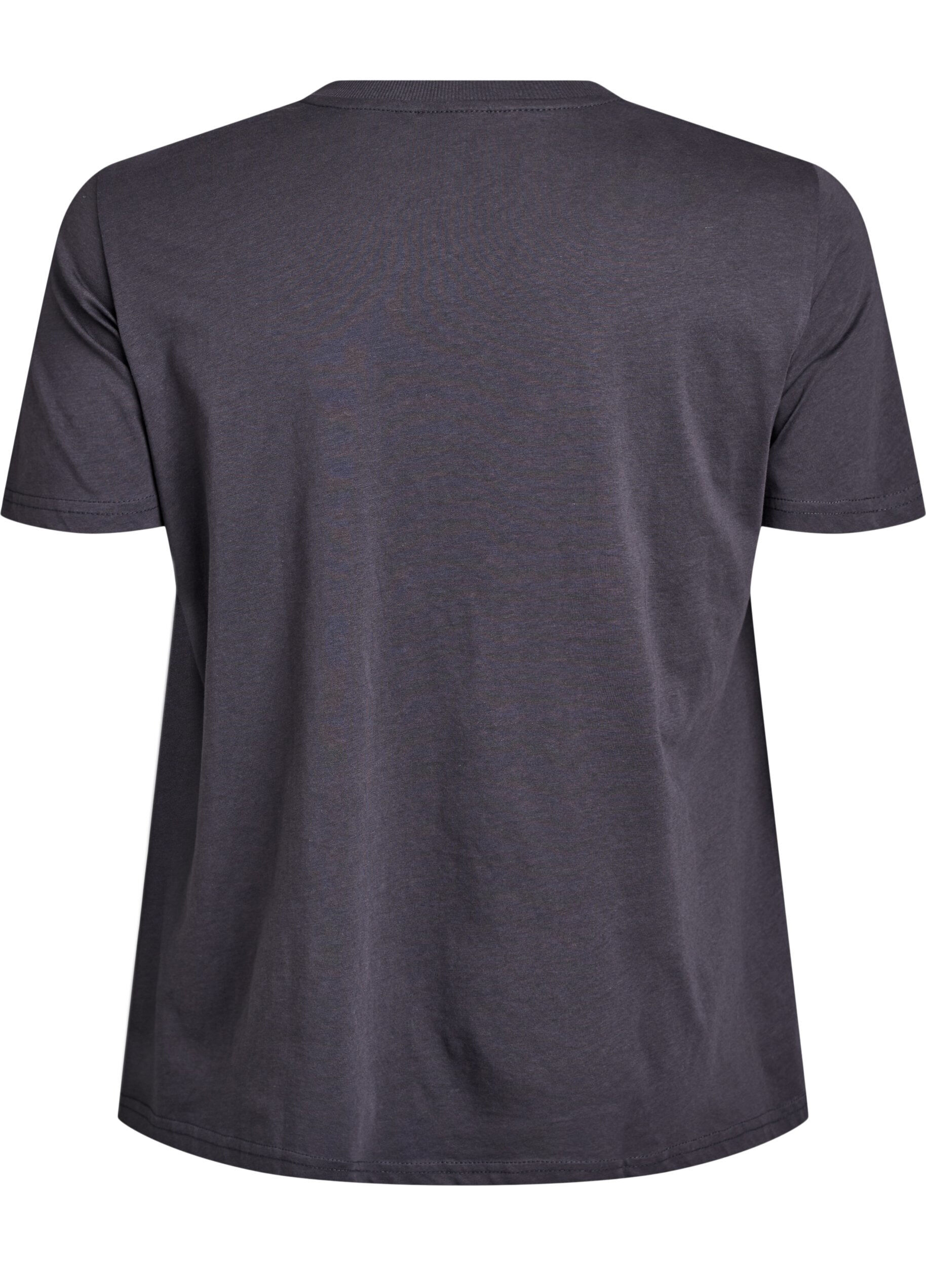 Zizzifashion Cotton T-shirt with front print, Dark Grey, Packshot image number 1