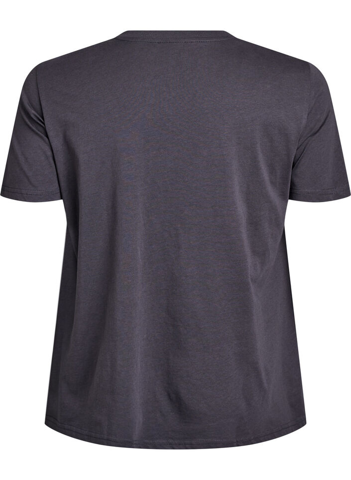 Cotton T-shirt with front print, Dark Grey, Packshot image number 1