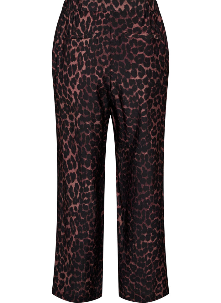 Viscose trousers with an elasticated waist and straight legs, Brown, Packshot image number 1